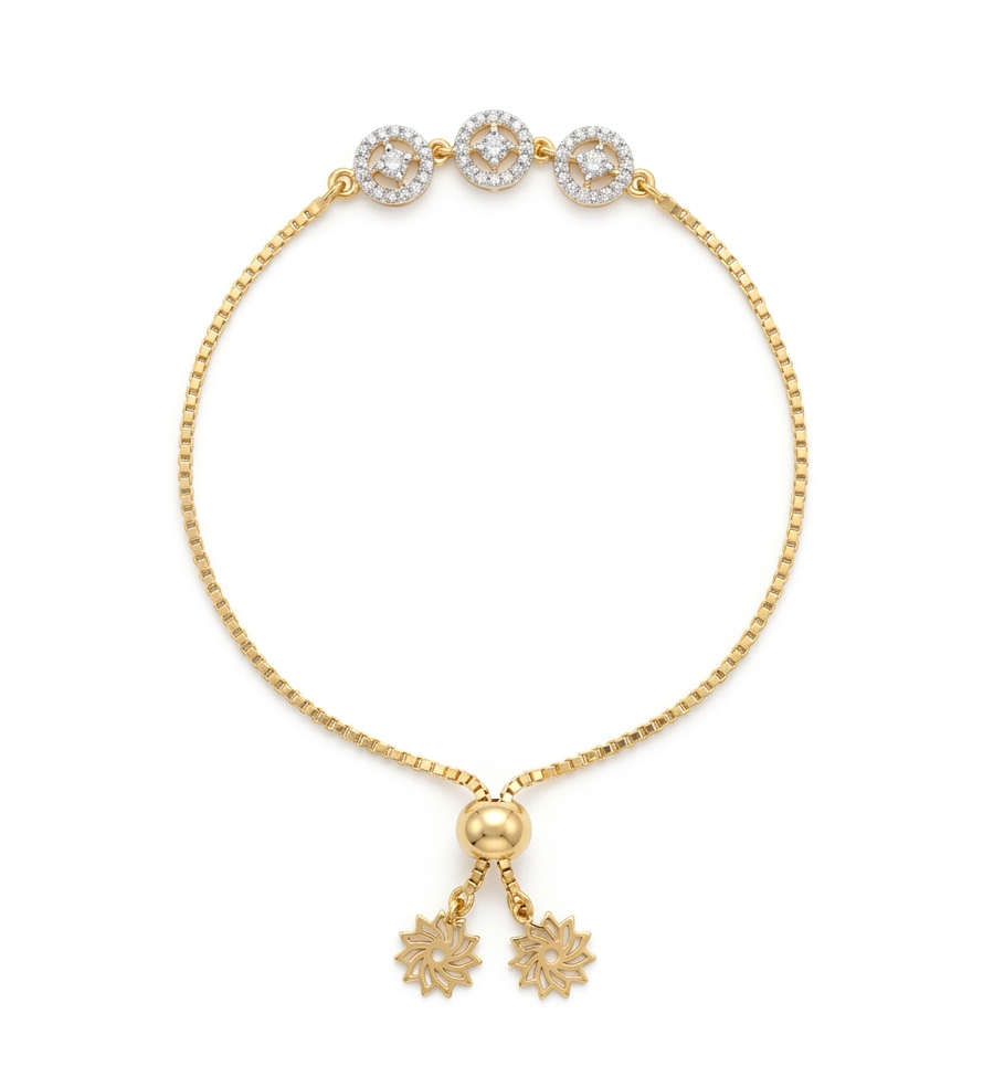 Triple Circle Diamond Charm Bracelet