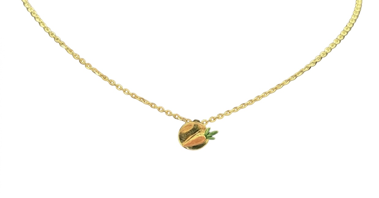 Golden Carrot Charm 22K Gold Kids Chain Necklace