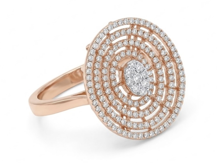 Radiant Halo Spiral Diamond Ring