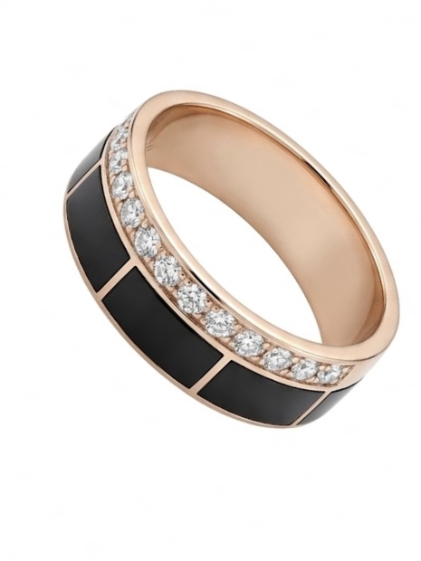 Black Enamel Diamond Band Ring
