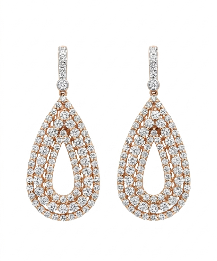 Teardrop Halo Diamond Earrings