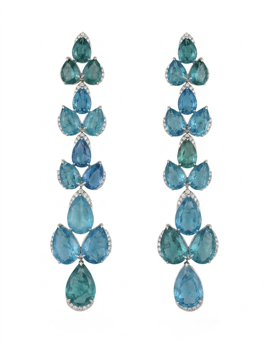 Ocean Cascade Blue Stone Earrings
