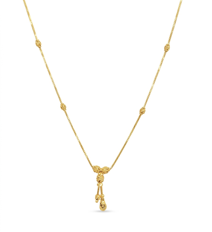 Elegant Beaded Drop 22K Gold Chain