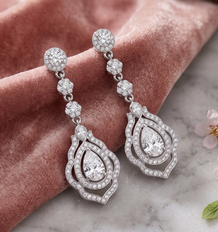 Rose Radiance Pear Drop Earrings