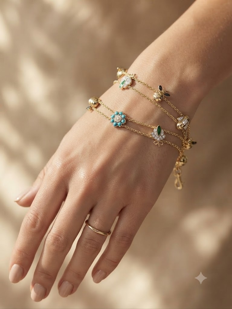 Turquoise Charm Diamond Bracelet/Rakhi