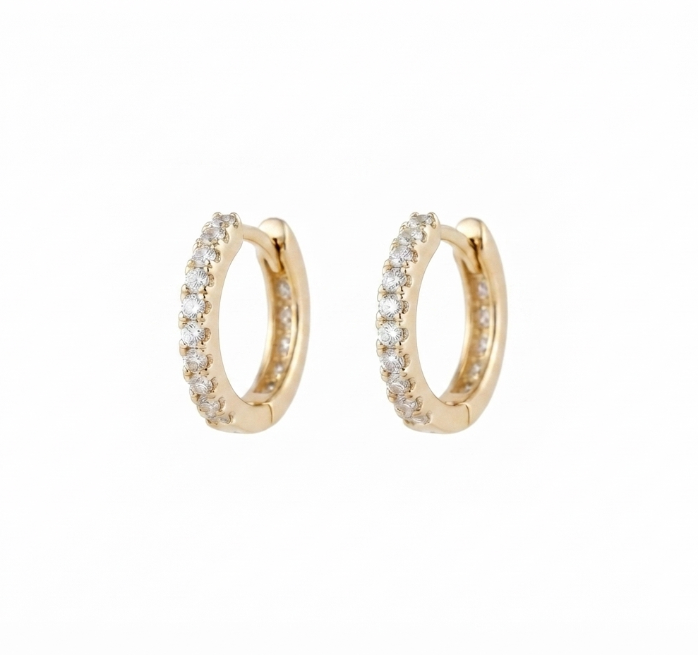 Eternal Sparkle 14K Diamond Hoop Bali Earrings