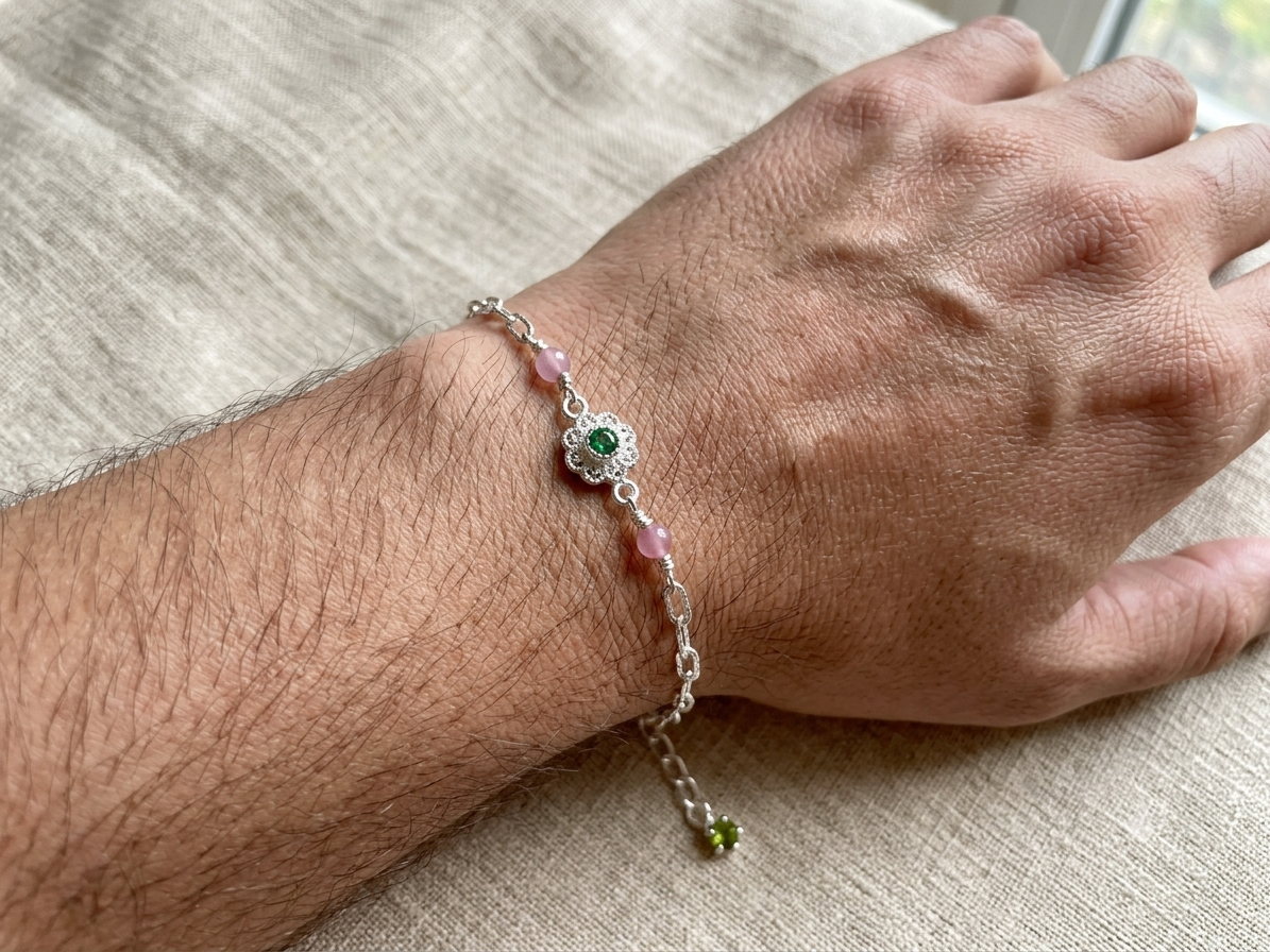 Silver Green Aura Rakhi