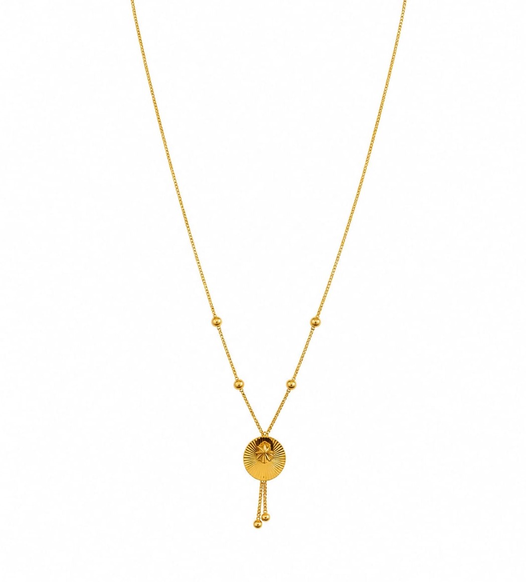 Minimalist Bead Pendant 22K Gold Chain