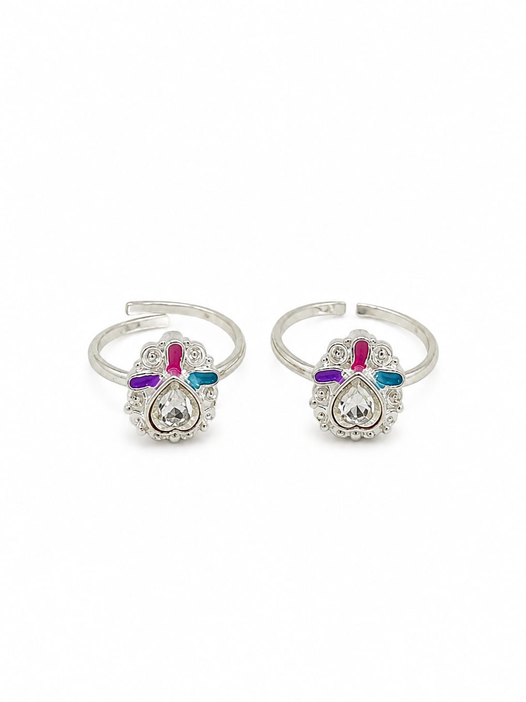 Peacock Bloom Silver Toe Ring