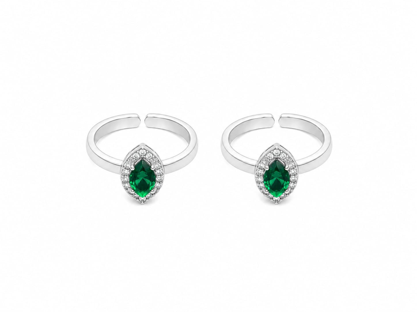 Emerald Solitaire Silver Toe Ring