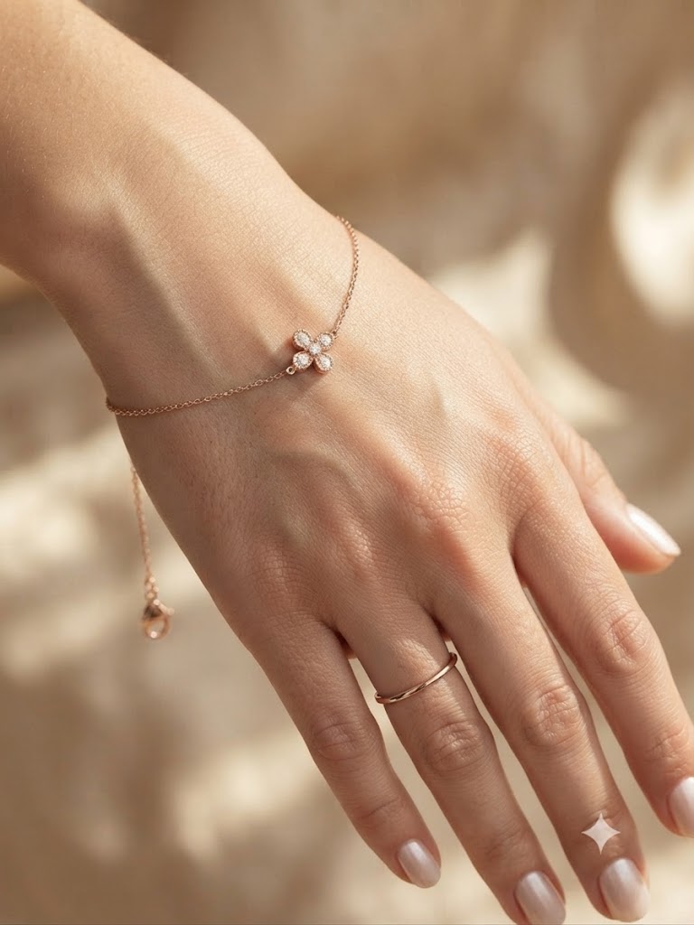 Solitaire Diamond Station Bracelet/Rakhi