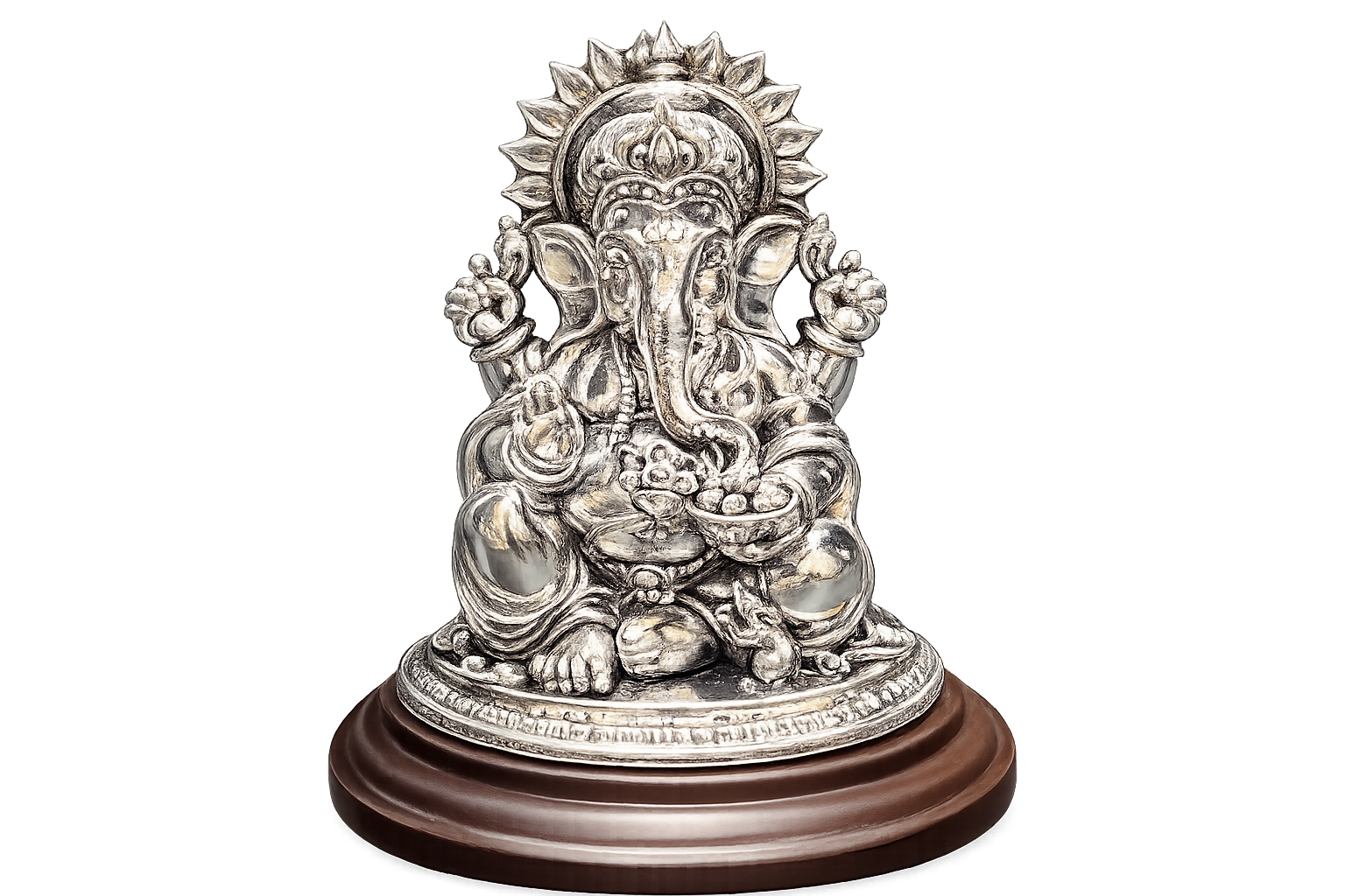Silver Sitting Lord Ganesha Idol 1