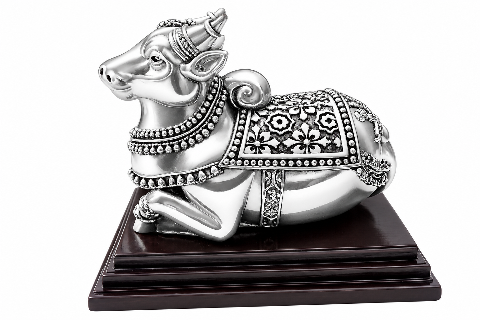 Silver Decorative Royal cow Showpiece