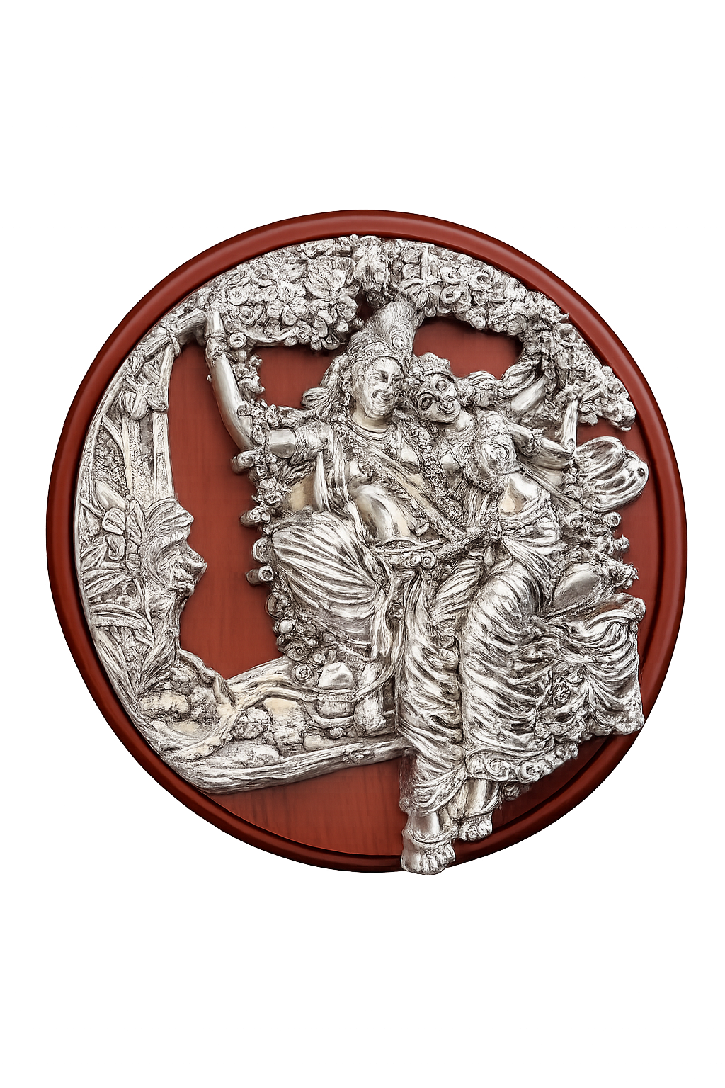 Pure Silver Radha Krishna Divine Love Wall Plaque