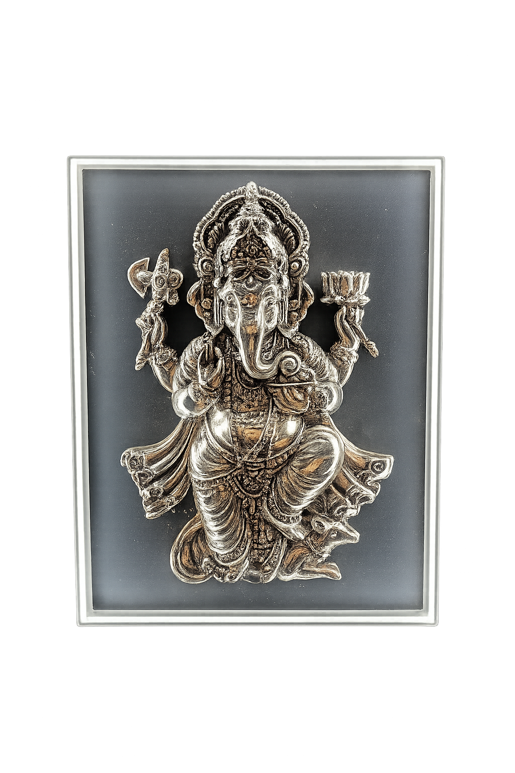 Premium Silver Lord Ganesha Decorative Light Frame