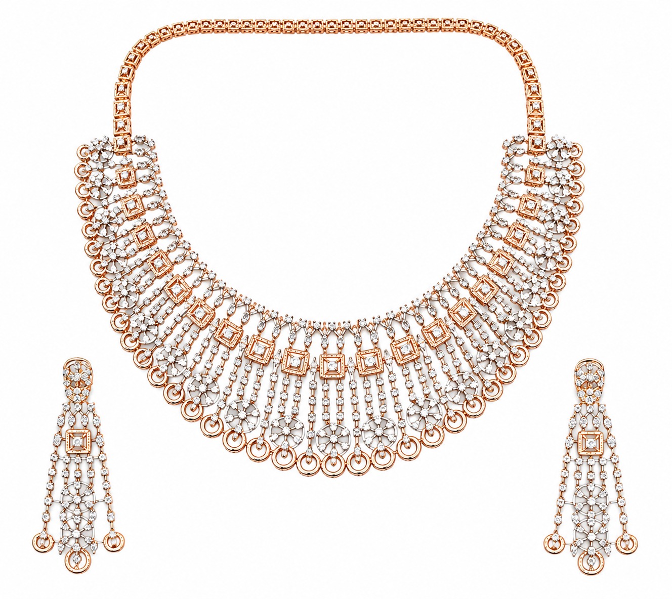 Rose Gold Layered Bridal Necklace Set