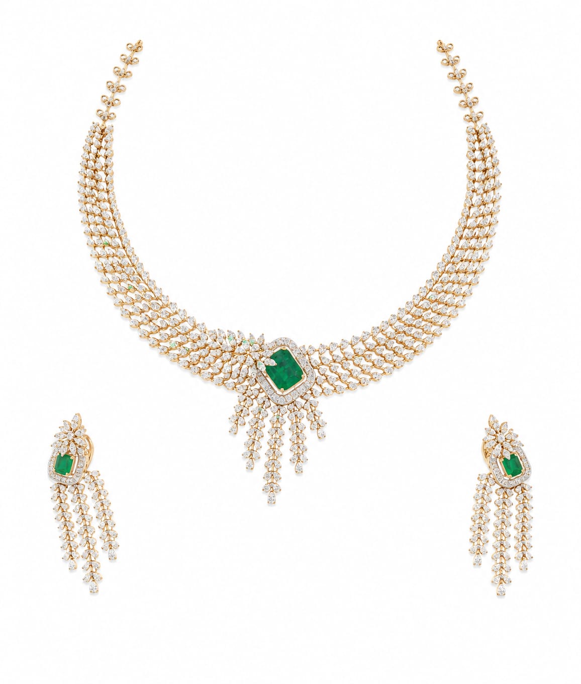 Emerald Green Pendant Collar Necklace Set