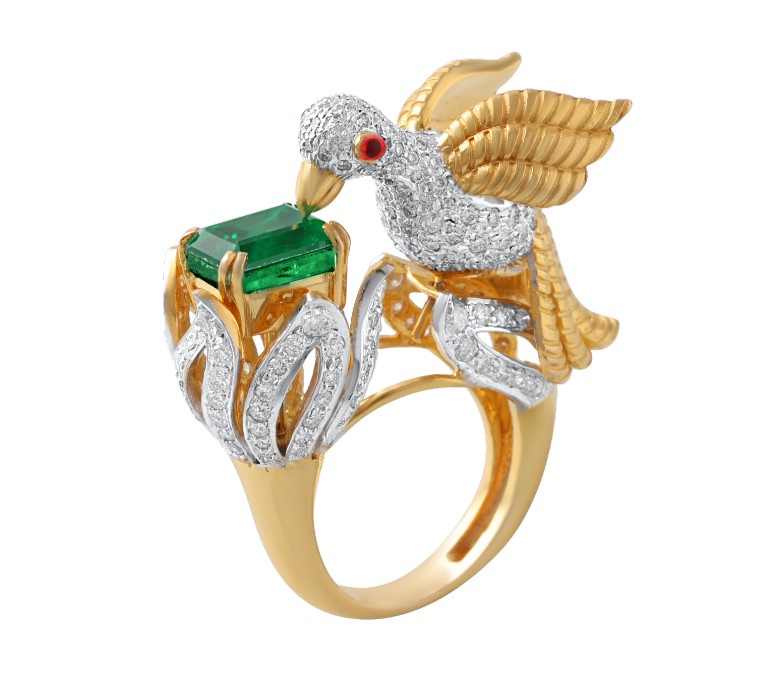 Emerald Skybird Ring