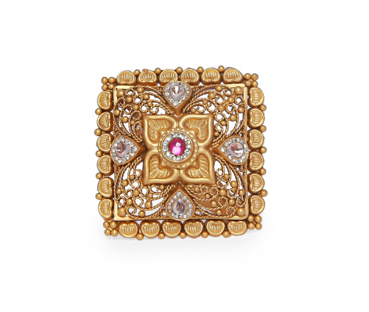 Regal Blossom Square Statement Ring