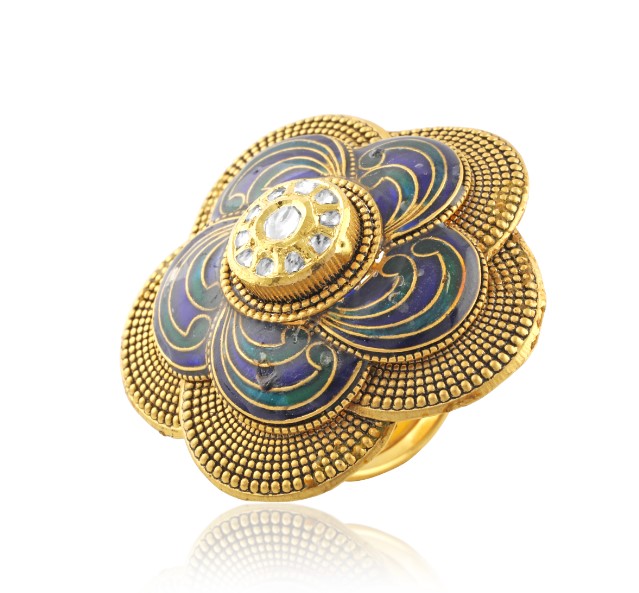 Rajwada Kundan Phool Ring