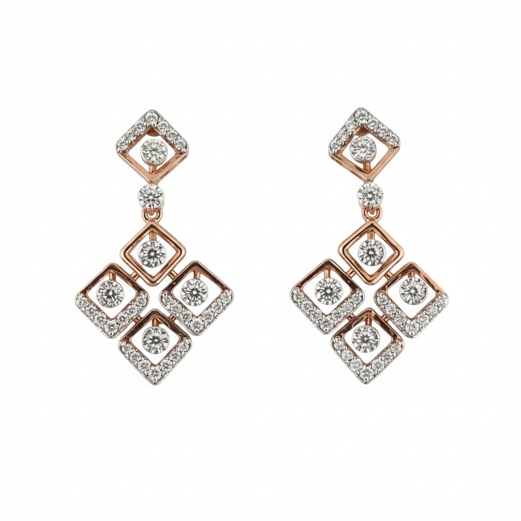 Geometric Cascade Diamond Earrings