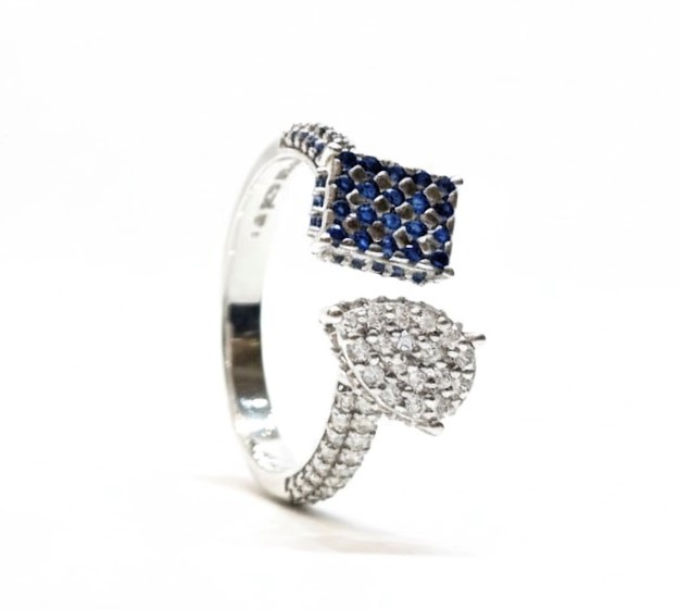 Sapphire & Ice Pixel Ring