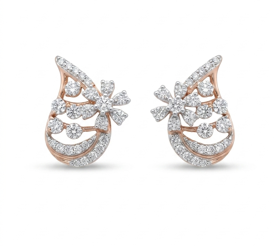 Floral Twist Diamond Drop Earrings