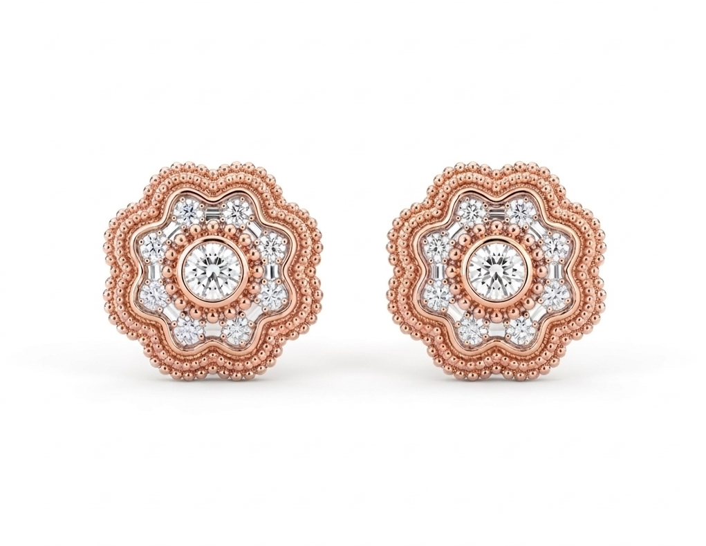 Floral Mandala Diamond Statement Earrings