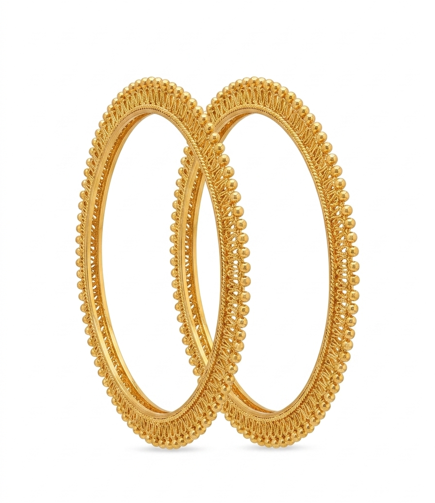Beaded Edge Designer Gold Bangles
