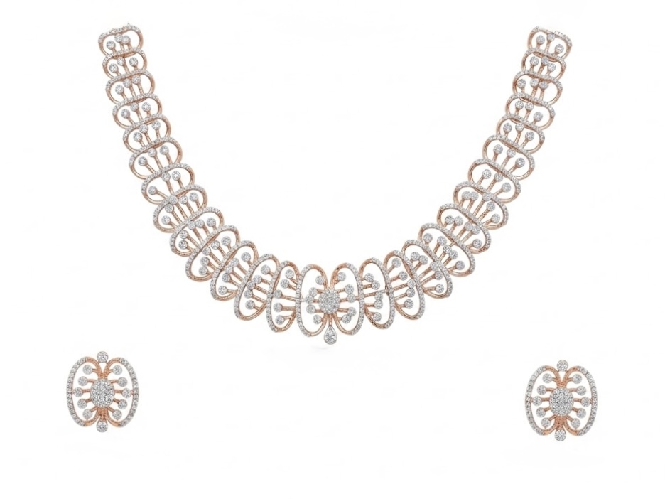 Royal Loop Diamond Necklace Set in 14K Rose Gold