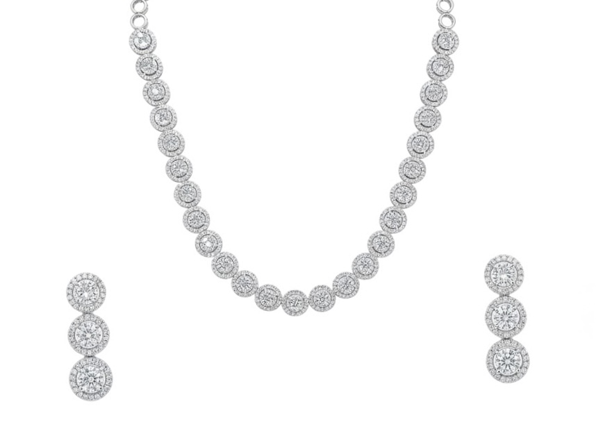 Classic Diamond Bezel Tennis Necklace Set