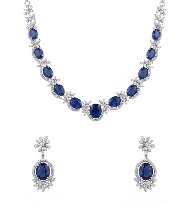 Midnight Sapphire Elegance Diamond Necklace
