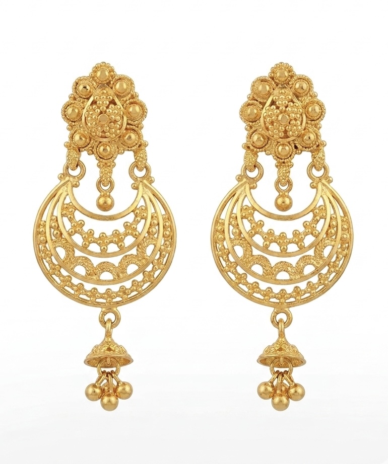 Classic Chandbali Drop 22K Gold Earrings