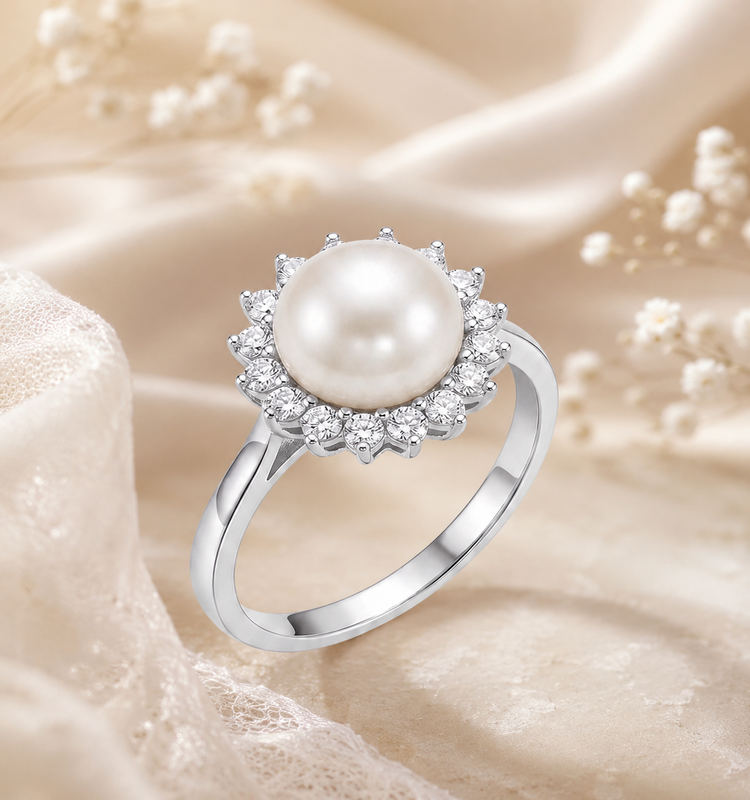 Pearl Blossom Sterling Silver Ring