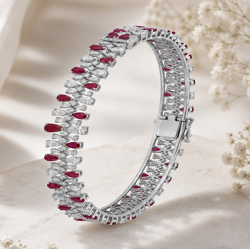 Ruby Radiance Silver Tennis Bracelet