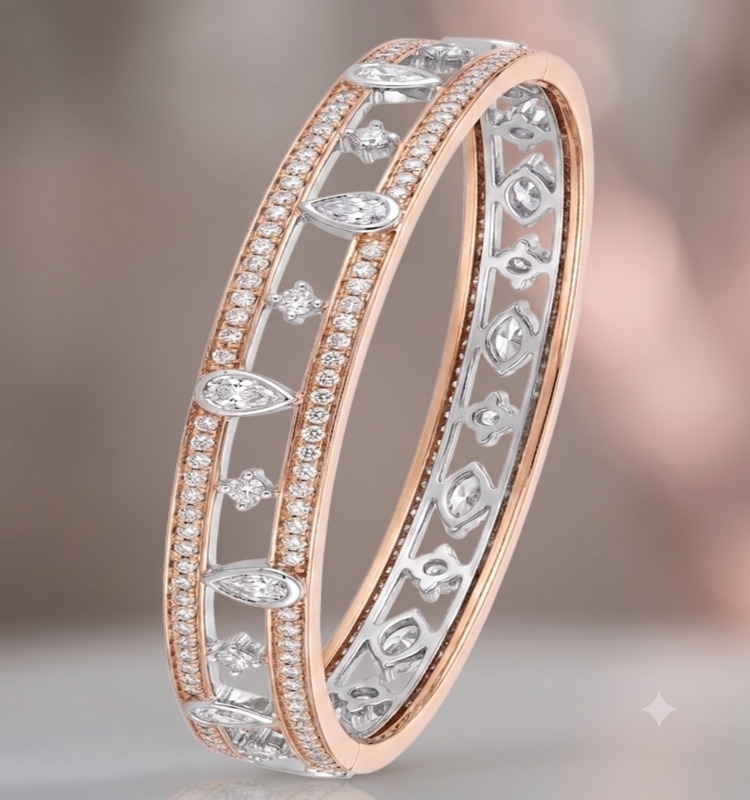 Rose Silver Infinity Sparkle Bangle