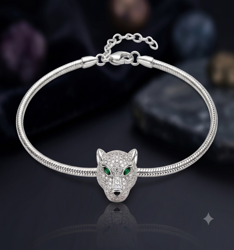 Silver Panther Charm Bracelet