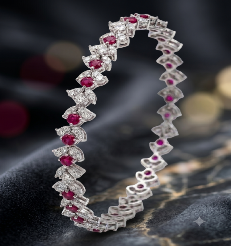 Ruby Blossom Silver Tennis Bracelet