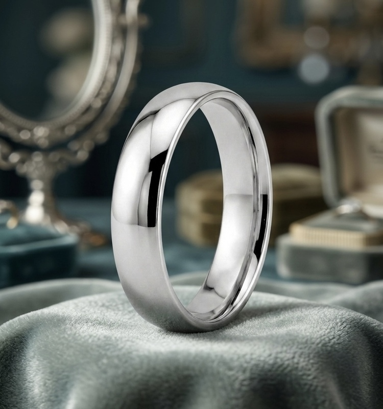 Minimalist Polished Silver Wedding Band