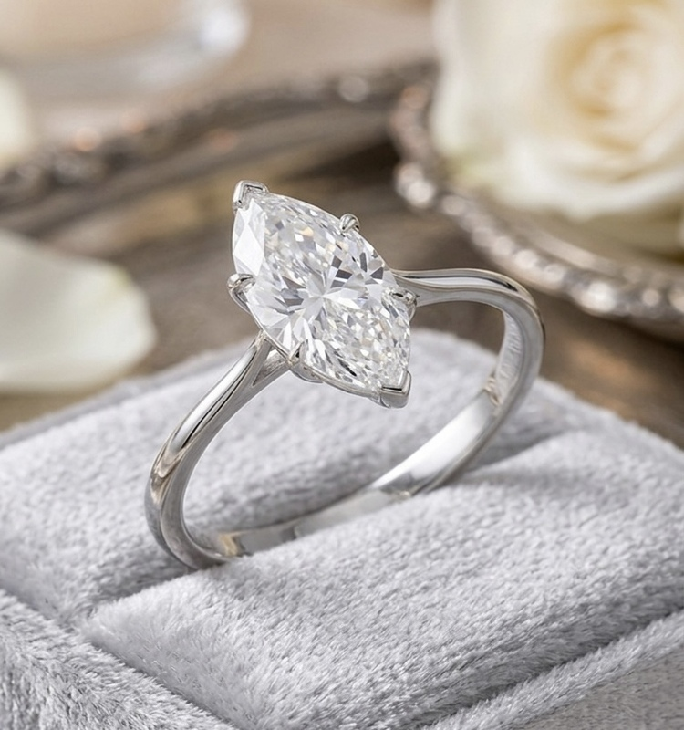 Delicate Heart Solitaire Silver Ring