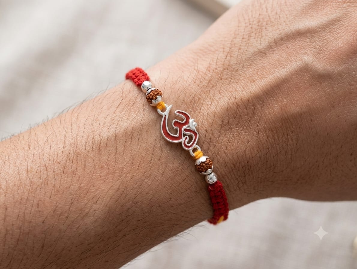 Sacred Om Silver Rakhi