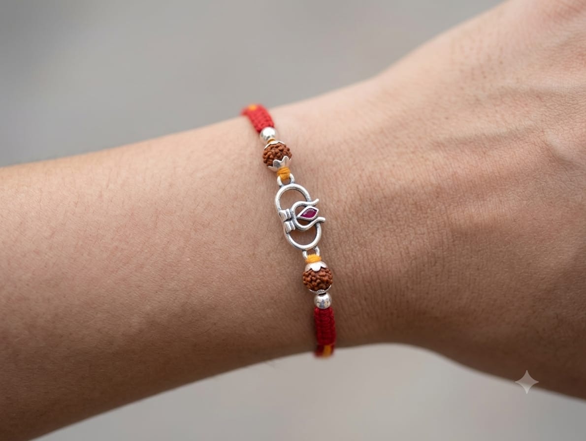 Crimson Harmony Silver Rakhi