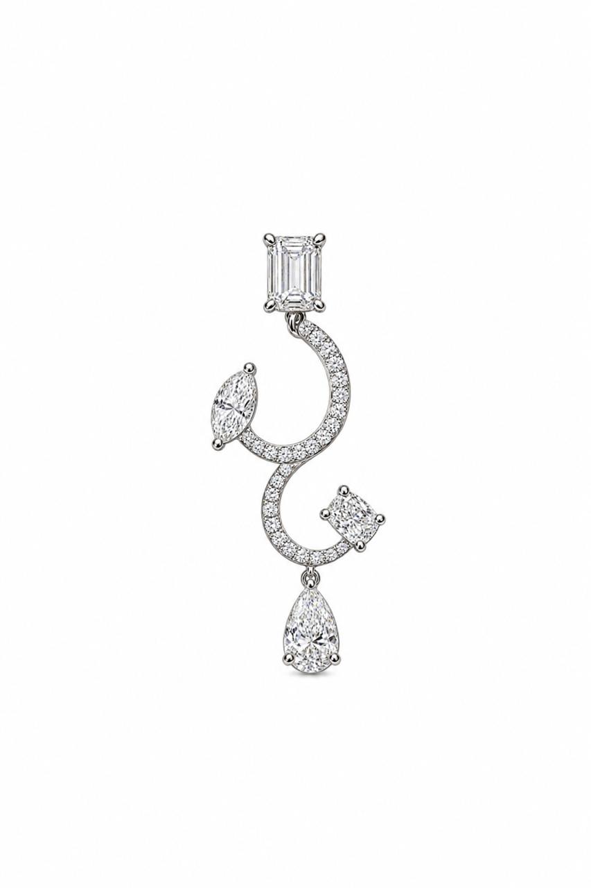 Diamond Swirl Drop Earring