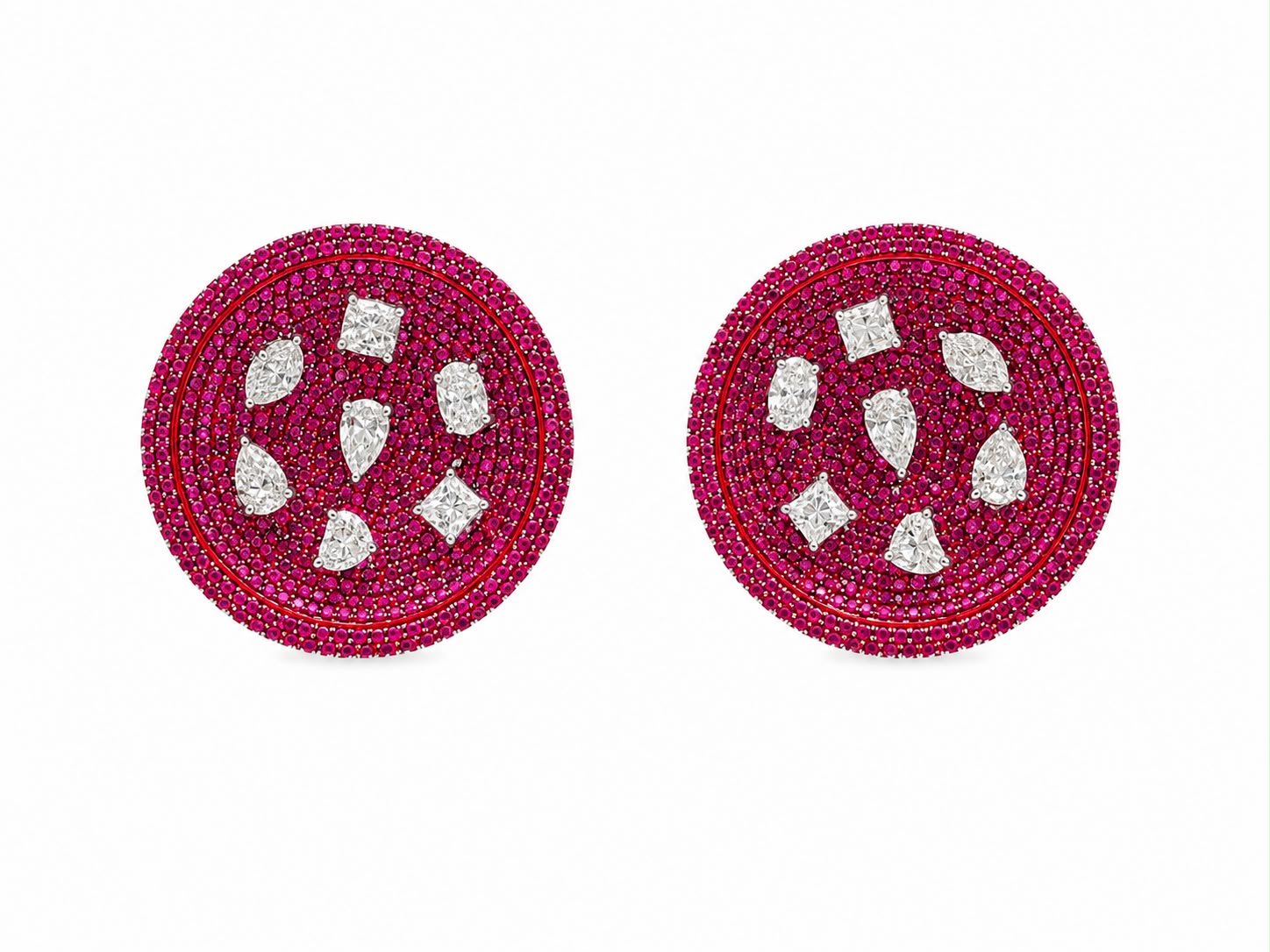 Ruby Pave Diamond Scatter Earrings