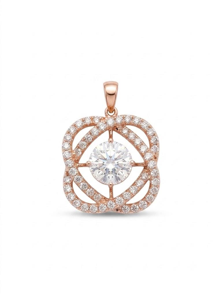 Rose Gold Round Solitaire Knot Pendant