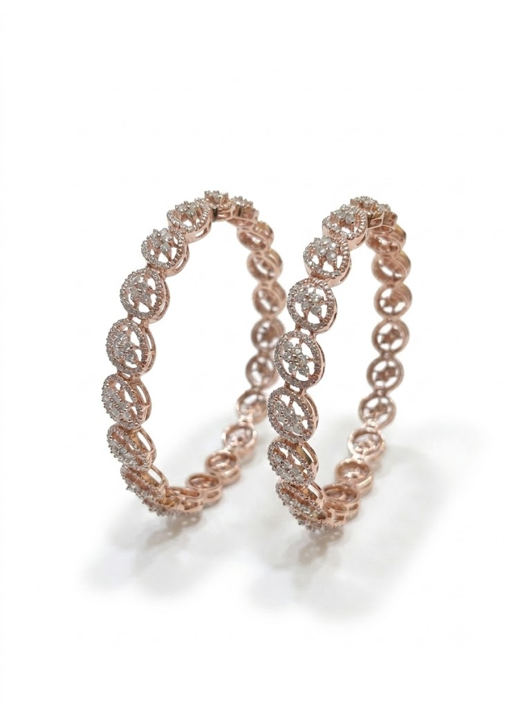 Rose Gold Diamond Interlinked Bangle
