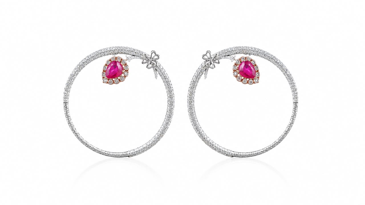 Ruby Diamond Hoop Earrings