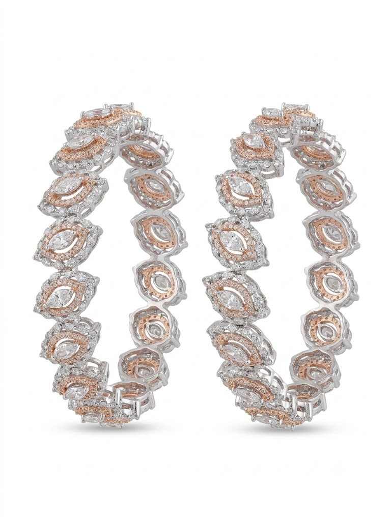 White Gold Diamond Mesh Bangle Pair