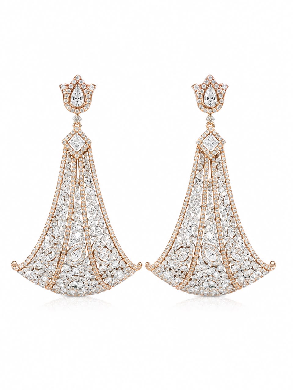 Diamond Tulip Fan Earrings