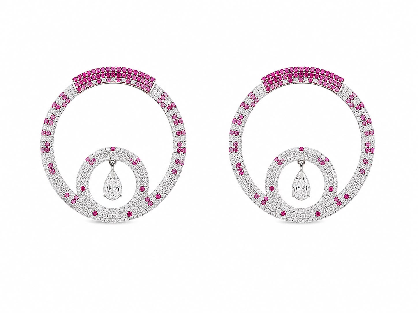 Ruby Swirl Cascade Earrings